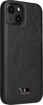 Mobiq Leather Texture TPU Hoesje iPhone 13 | Backcover | Leder look TPU | Schokbestendige hoes voor Apple iPhone 13 (6.1 inch) | Slim Style beschermhoes - Zwart | Zwart