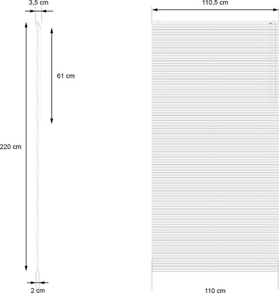 Aluminium jaloezie 110 x 220 cm Zwart bol