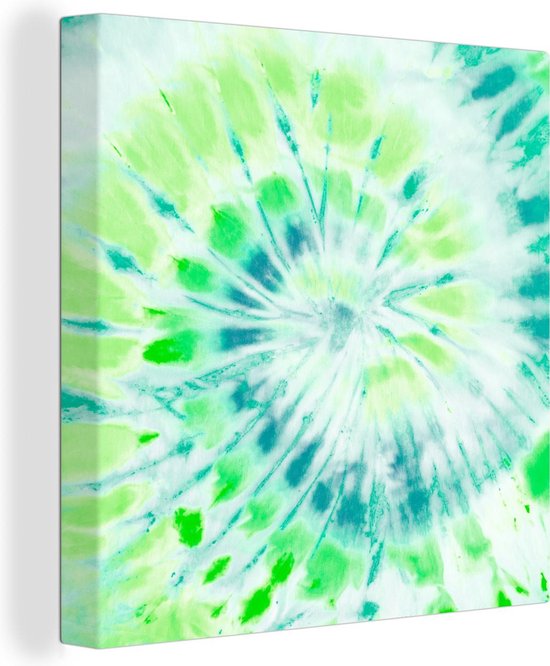 Canvas Schilderij Tie dye - Spiraal - Hippie - Wanddecoratie