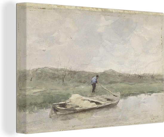 Toile Peinture Péniche de Sable - Anton Mauve - 120x80 cm - Décoration murale