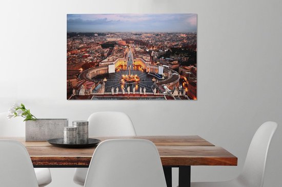 Place Saint - Pierre de Rome en toile 80x60 cm - Impression photo sur toile peinture Décoration murale salon / chambre à coucher) / Villes Peintures Toile