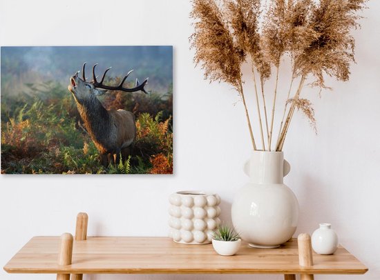 Tableau sur toile Cerf - Animaux - Plantes - 40x30 cm - Décoration murale