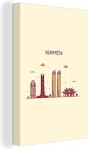Canvas Schilderij Xiamen - China - Skyline - 60x90 cm - Wanddecoratie