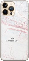 Leuke Telefoonhoesjes - Hoesje geschikt voor iPhone 13 Pro Max - Today I choose joy - Soft case - TPU - Tekst - Grijs