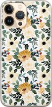 iPhone 13 Pro Max hoesje siliconen - Lovely flowers - Soft Case Telefoonhoesje - Bloemen - Transparant, Geel