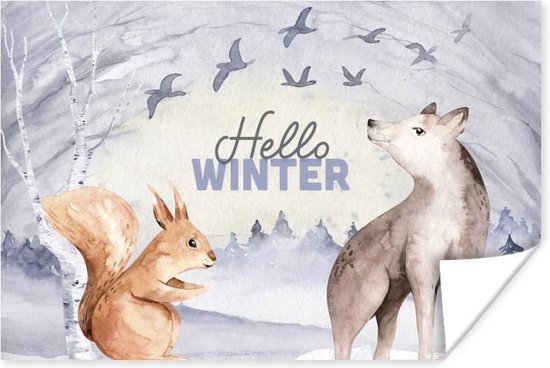 Affiche Neige - Hiver - Animaux - 60x40 cm