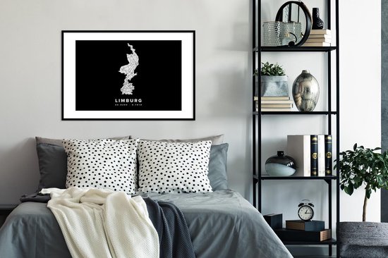 Cadre photo avec affiche - Limbourg - Carte - Pays- Nederland - 90x60 cm - Cadre pour affiche