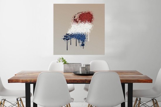 Affiche Carte du pays - Pays- Nederland - Drapeau - 75x75 cm