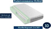 1-Persoons Matras - POCKET HYBRID 7 ZONE 25 CM - 3D - Zacht ligcomfort - 80x200/25