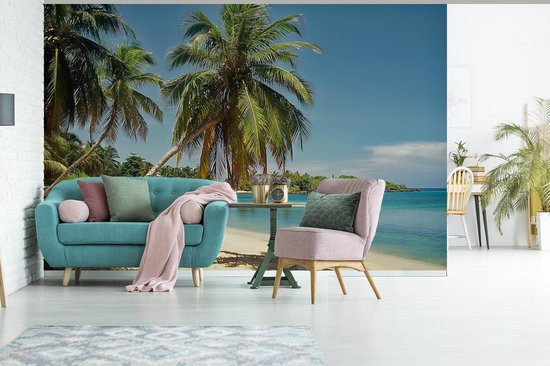 Papier peint - Papiers Papier peint photo Les palmiers avec la mer et le ciel bleus aux îles de la Baie en Amérique du Amérique - Largeur 525 cm x hauteur 350 cm