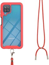 Samsung Galaxy A12 Hoesje met Koord TPU Back Cover Keycord Rood