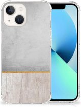 GSM Hoesje iPhone 13 Leuk Telefoonhoesje met transparante rand Wood Beton