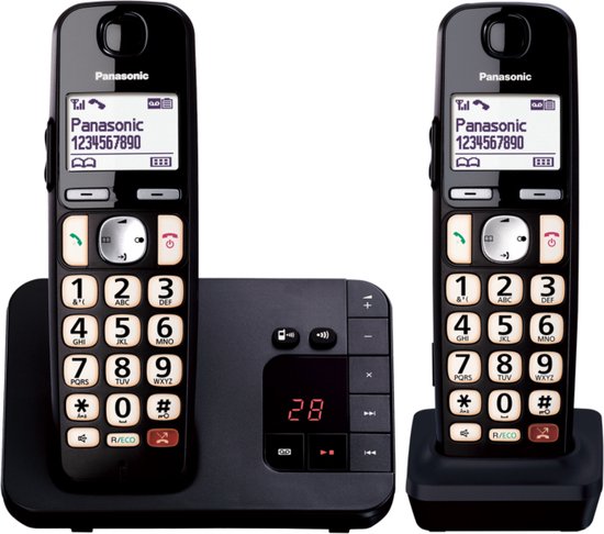 Panasonic KX-TGE262NLB senioren DECT-telefoon duo met antwoordapparaat Nummerherkenning Zwart foto 3
