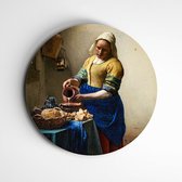 Het melkmeisje op een muurcirkel | oude meesters | 90x90 cm forex budget