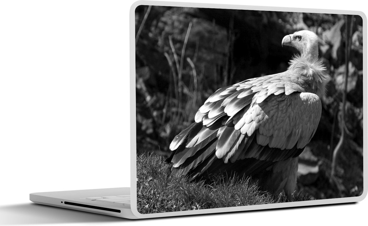 Afbeelding van product SleevesAndCases  Laptop sticker - 10.1 inch - Vale gier in het gras - zwart wit