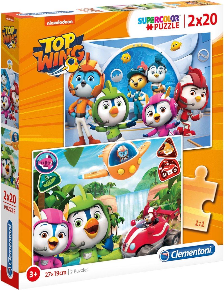 Clementoni Top Wing SuperColor Educatieve Puzzelset - 2 x 20 Stukjes (29 x 19 cm) - Nickelodeon