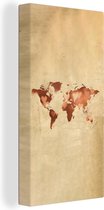 Wanddecoratie Wereldkaart - Hart - Bruin - Canvas - 80x160 cm