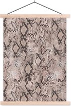 Posterhanger incl. Poster 60x80 cm - Schoolplaat - Dierenhuid - Grijs - Schubben - Textielposter - Blanke latten