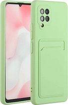 Samsung A32 Hoesje met pasjeshouder Groen - Samsung Galaxy A32 5G hoesje  Soft silicone colour case  met kaarthouder