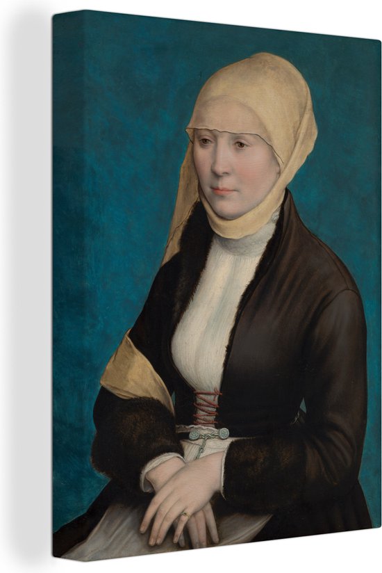 Canvas Schilderij Portret van een Zuid-Duitse vrouw - Schilderij van Hans Holbein de Jonge - 60x80 cm - Wanddecoratie