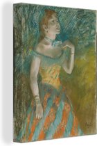 Canvas Schilderij The Singer in Green - Schilderij van Edgar Degas - 30x40 cm - Wanddecoratie