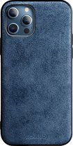 Alcanside Full Alcantara Backcover Hoesje - Geschikt voor Apple iPhone 12 - Ocean Blue