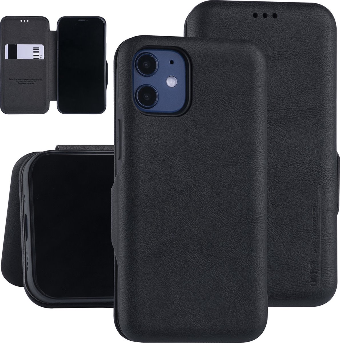 UNIQ Accessory Zwart hoesje iPhone 12 Mini - Book Case