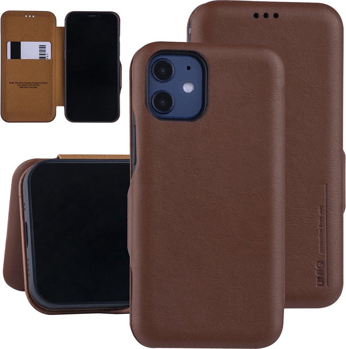 UNIQ Accessory Bruin hoesje iPhone 12 Mini - Book Case
