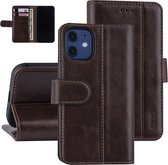 iPhone 12 Mini Book Case hoesje - Donker Bruin - PU leather