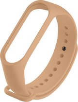 Siliconen Smartwatch bandje - Geschikt voor  Xiaomi Mi Band 3 / 4 siliconen bandje - beige - Horlogeband / Polsband / Armband
