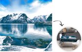 Tafelkleed - Tafellaken - 100x100 cm - Winter - Meer - Berg - Sneeuw - Binnen en Buiten