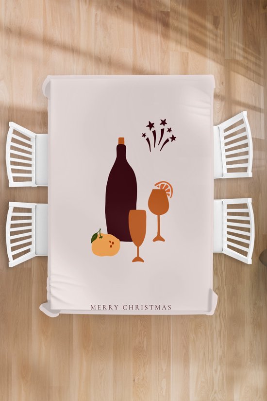 Nappe - Nappe - 130x200 cm - Bouteille de Vin - Verres - Citation - Intérieur et Extérieur