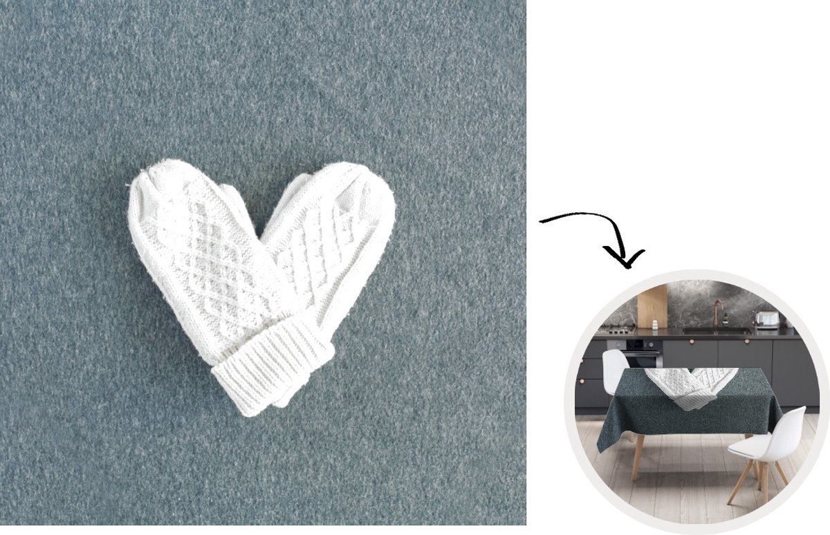 Tafelkleed - Tafellaken - 100x100 cm - Winter - Handschoenen - Hart - Binnen en Buiten