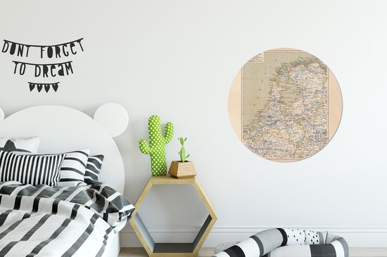 WallCircle - Wall Circle - Wall Circle - Carte - Vintage - Nederland - Aluminium - Dibond - 60x60 cm - Intérieur et Extérieur