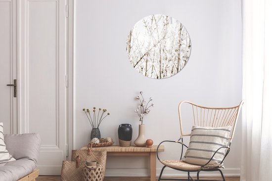 WallCircle - Stickers muraux - Cercle Papier Peint - Hiver - Branches - Glace - 50x50 cm - Cercle Mural - Auto Adhésif - Autocollant Rond Papier Peint