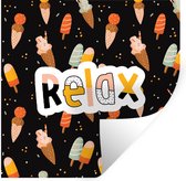 Muurstickers - Sticker Folie - Zomer - Zwart - IJs - 120x120 cm - Plakfolie - Muurstickers Kinderkamer - Zelfklevend Behang XXL - Zelfklevend behangpapier - Stickerfolie