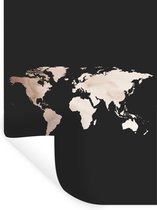 Muurstickers - Sticker Folie - Wereldkaart - Wit - Zwart - 90x120 cm - Plakfolie - Muurstickers Kinderkamer - Zelfklevend Behang - Zelfklevend behangpapier - Stickerfolie