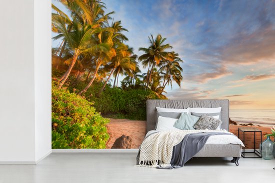 Vinyl Papier peint photo - Palmiers pendre malhonnêtement sur la plage de Hawaii, USA largeur 360 cm x hauteur 240 cm - photo impression sur fond d' écran (disponible en 7 tailles)