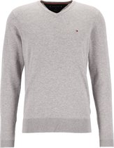 Tommy Hilfiger Core Tommy trui V-hals - heren trui katoen met zijde - grijs melange -  Maat: 3XL