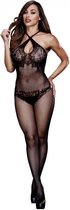 Baci - Visnet Catsuit Met Gekruiste Bandjes - Sexy Lingerie & Kleding - Lingerie Dames - Dames Lingerie - Catsuits