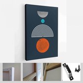 Een trendy set van abstracte zwarte handgeschilderde illustraties voor briefkaart, social media banner, brochure cover ontwerp of wanddecoratie achtergrond - moderne kunst canvas -