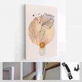 Schilderen Muur Foto's Home Room Decor. Moderne abstracte kunst botanische kunst aan de muur. Boho. Minimal Art Bloem op Geometrische Vormen Achtergrond - Modern Art Canvas - Verti