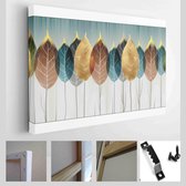 Onlinecanvas - Schilderij - Kleurrijke Bladeren Decoratieve Achtergrond Wallpaper. Grafisch Patroon Artwork Art Horizontaal - Multicolor - 40 X 30 Cm