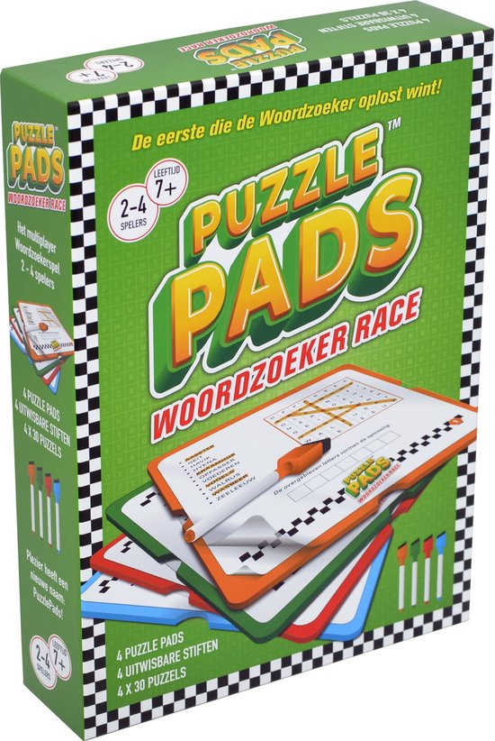 PuzzlePads - Woordzoeker Race - De Eerste Die De Woordzoeker Oplost Wint! - Bordspel - 2-4 Spelers - Vanaf 7 Jaar