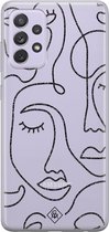 Samsung a52s transparant hoesje - Abstract faces | Samsung a52s case | zwart | Casimoda