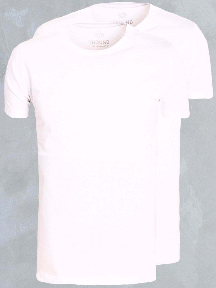 E-bound T-shirt Basic Ronde hals Wit 2-Pack - M