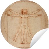 Tuincirkel Vitruviusman - Leonardo da Vinci - 60x60 cm - Ronde Tuinposter - Buiten