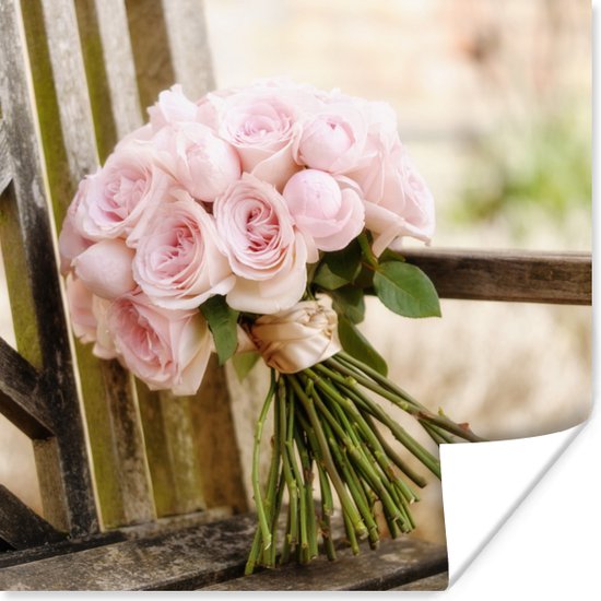 Poster Bos bloemen van roze pioenrozen - 50x50 cm