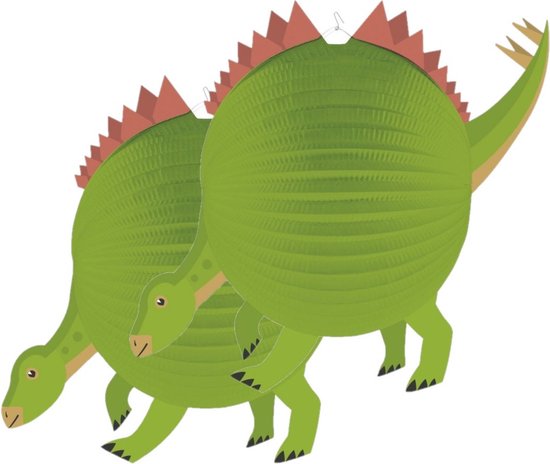 2x stuks dinosaurus bol lampion 25 cm - Sint Maarten - Kinderfeestje/kinderpartijtje lampionnen dino thema