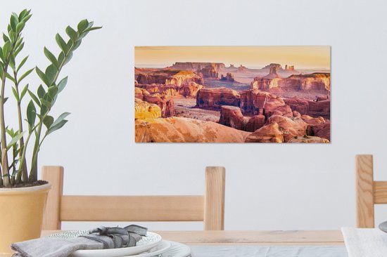 Tableau sur toile Panorama de Monument Valley en Amérique - 40x20 cm - Décoration murale